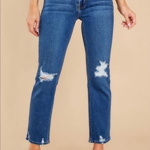 Shop Red Dress Dark Wash Distressed Straight Jeans